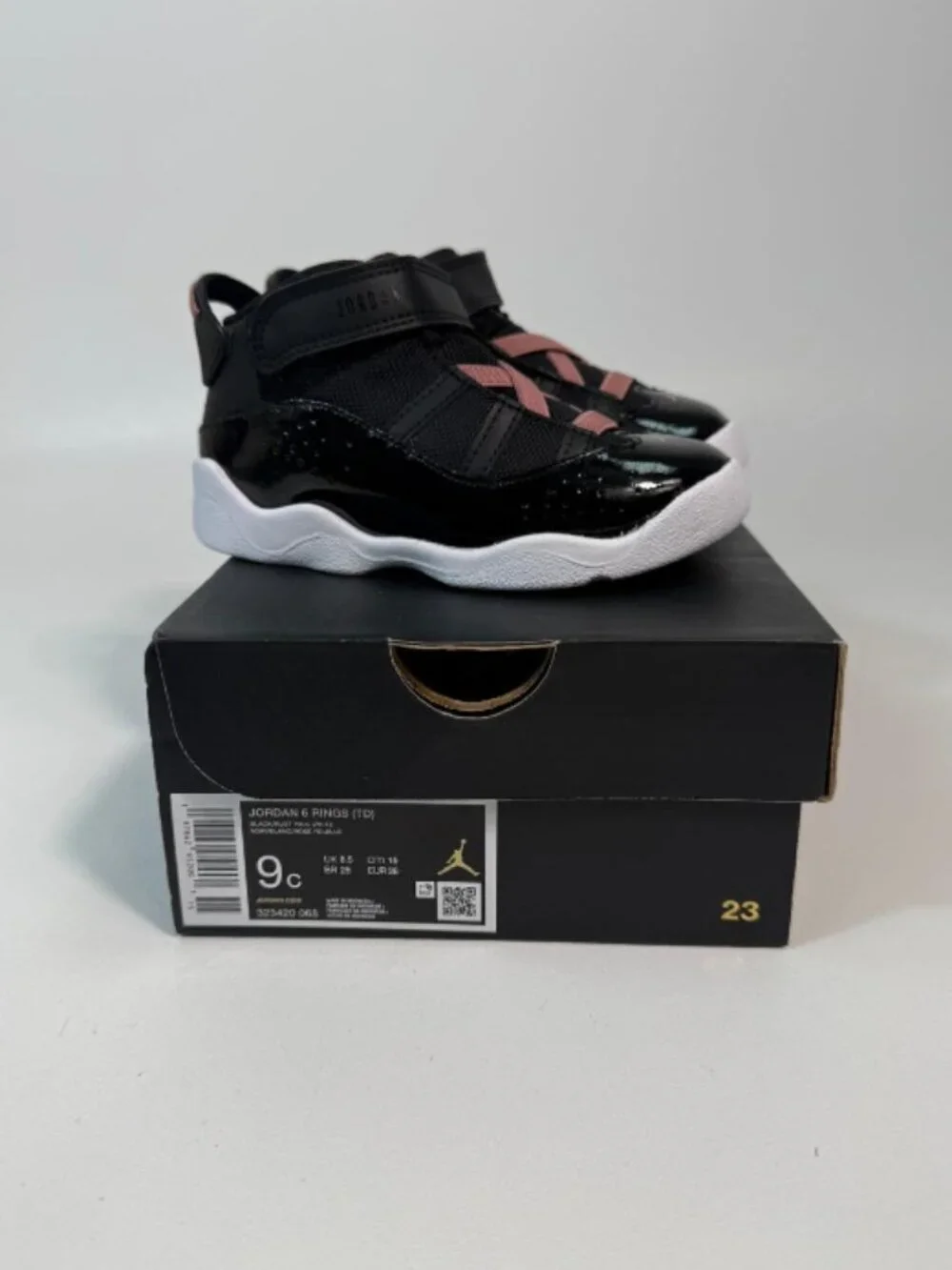 Nike Air Jordan 6 Rings (TD) Toddlers Size 9C Black/White/Rust Pink